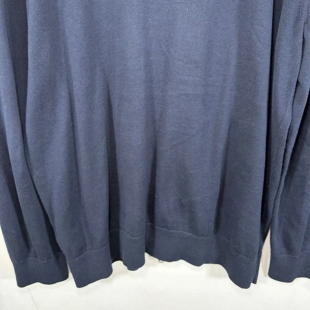 Banana Republic Supima Cotton Full Zip Cardigan Sweater Mens XL Navy Pockets